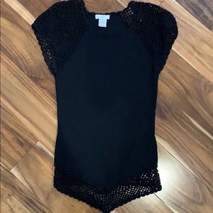 Cache black lace crochet shirt